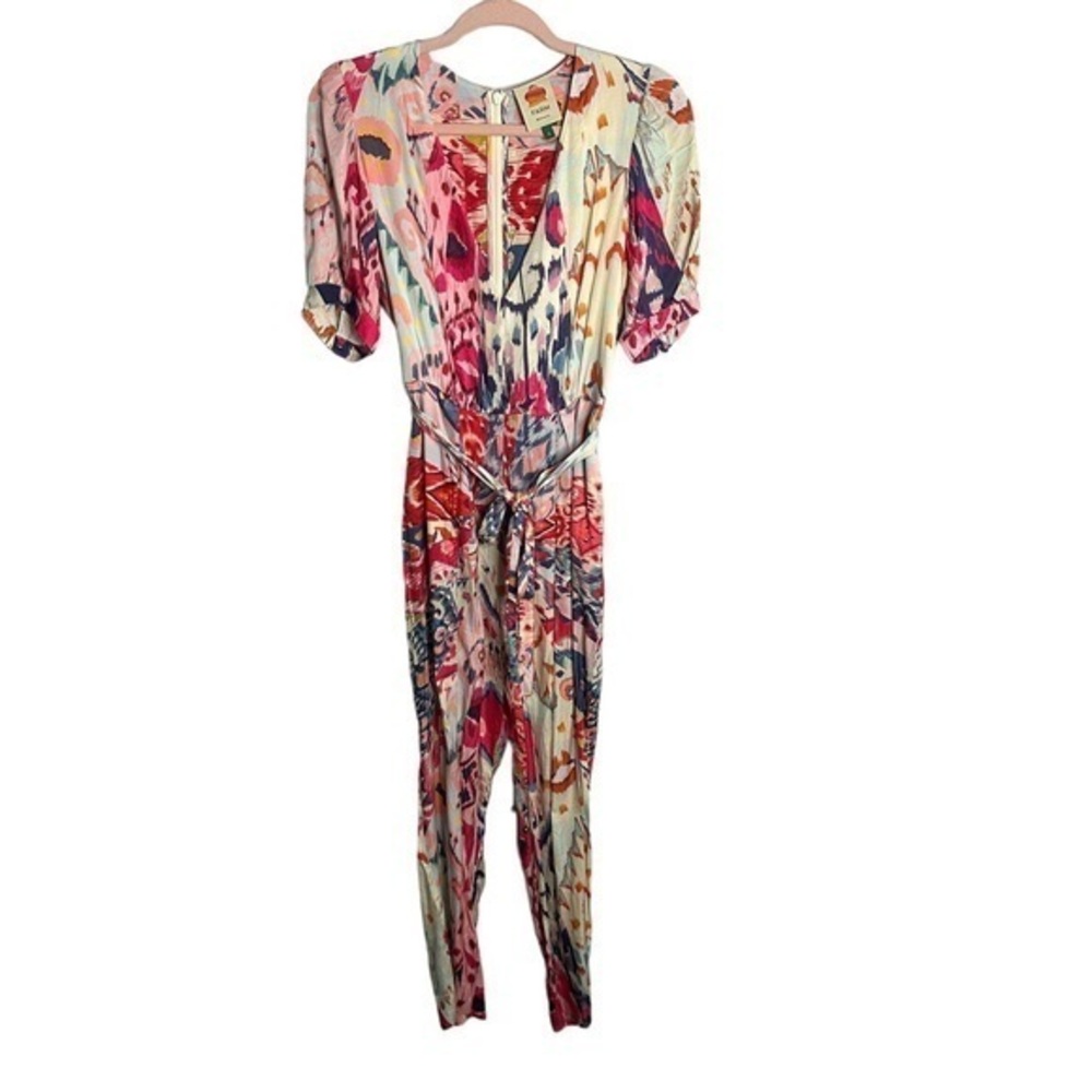 FARM Rio Multicolor Printed Jumpsuit - Pink, Red, Blue, Cream